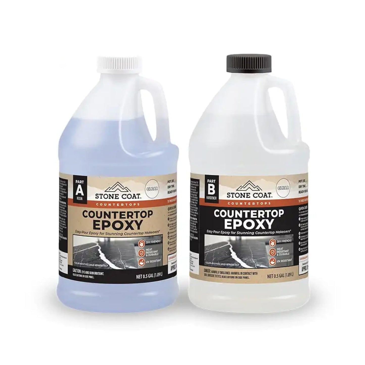 Stone Coat Countertops Clear Epoxy Resin Kit (1 Gal) UV, Scratch & Heat Resistant, Food Safe - Ideal for Kitchen Countertop, Tabletop, Bar Top, Shower Walls, Wood Slabs, Other DIY Art Craft Projects