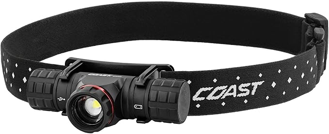 Coast XPH30R 1200 Lumen USB-C Rechargeable Dual Power Headlamp with Twist Focus Beam and Magnetic Base, 4.37 oz. - Black