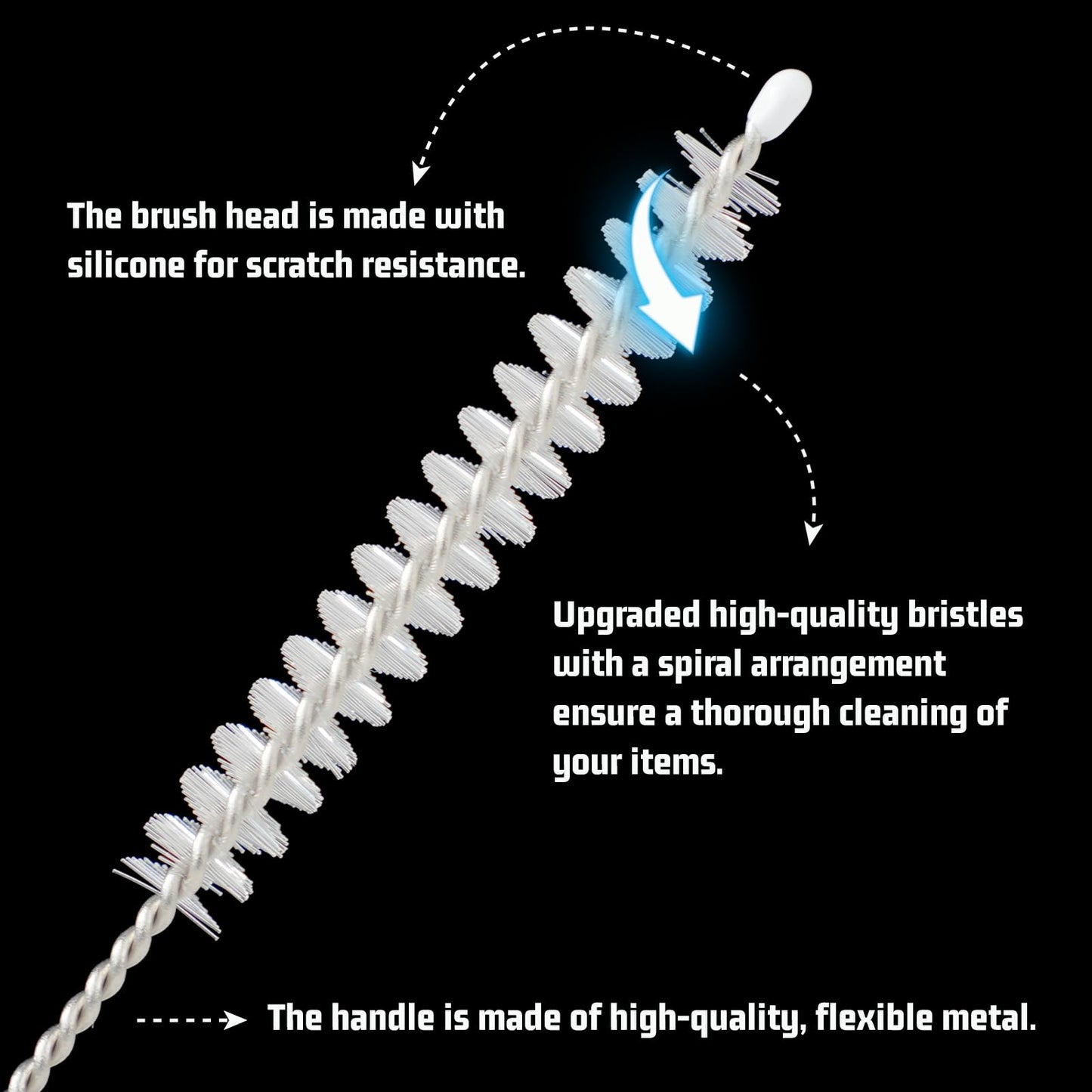 Milk Foamer Hose Brush, Tube Hose Cleaner Brush Ideal for Espresso & Coffee Machine Attachments，Extra Long Stainless Steel Brush for Cleaning Reusable Drinking Straws, Keg Lines and Pipes(13.7in)