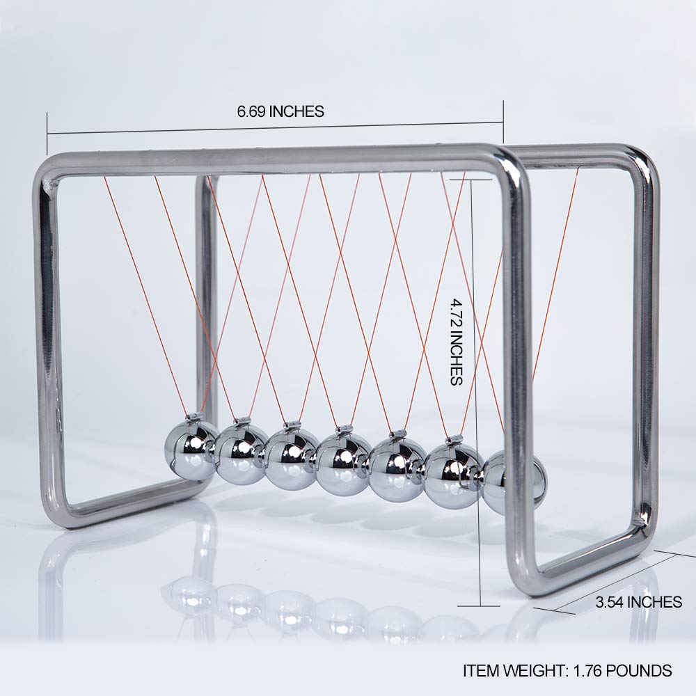 CERROPI Newtons Cradle Pendulum with 7 Balls, Classic Swing Newton Balance Ball, 30+ Sec Swingtime, Science Physics Gadget, Desk Toys & Office Gadgets for Desk Decorations