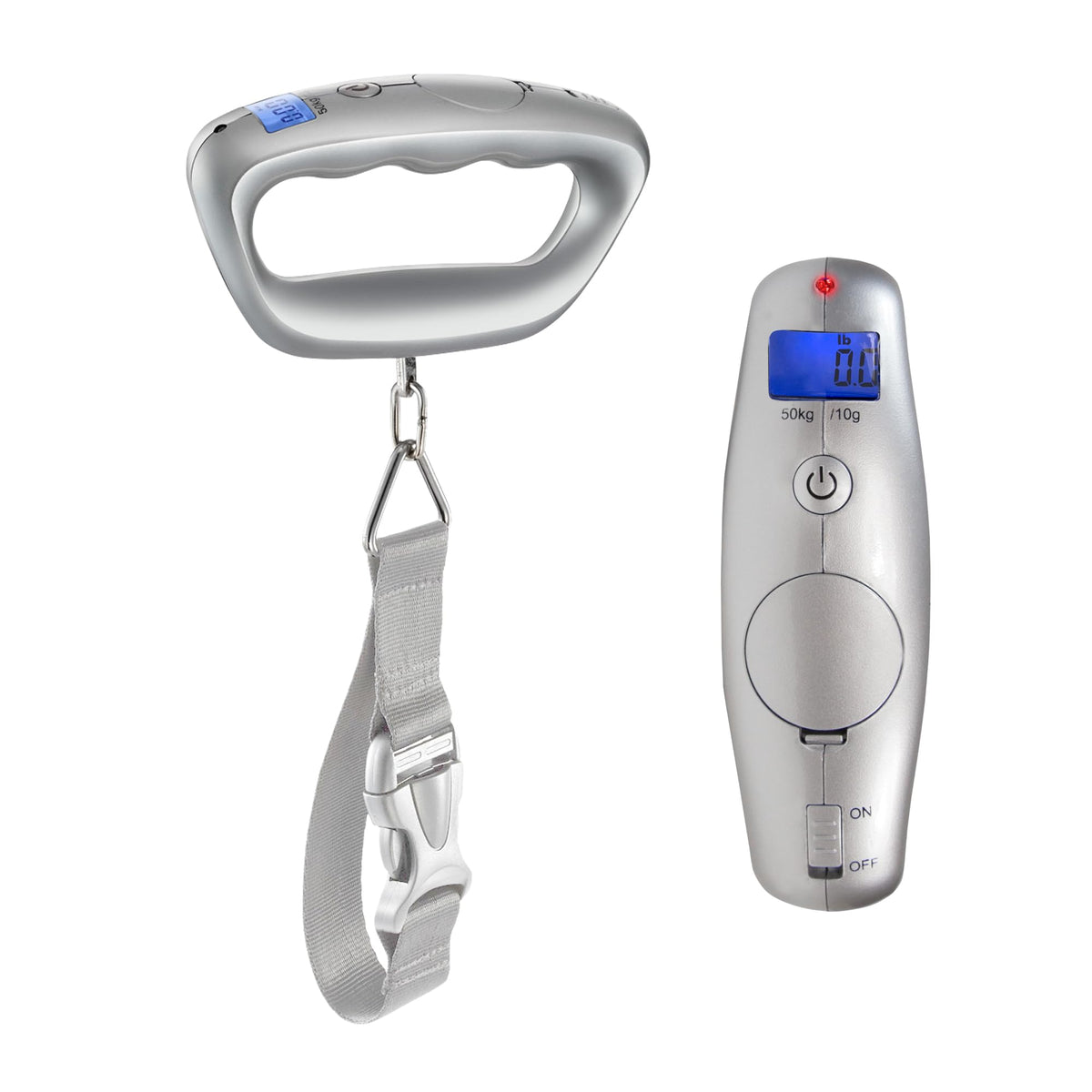 Smart Weigh Digital Portable Luggage Scale, 50kg /110lbs Capacity, with EZ Grip Handle, Travel Hanging Scale w/Strap, Bag Weight Gadget w/Tare Function for Suitcases, Batteries Included, Silver