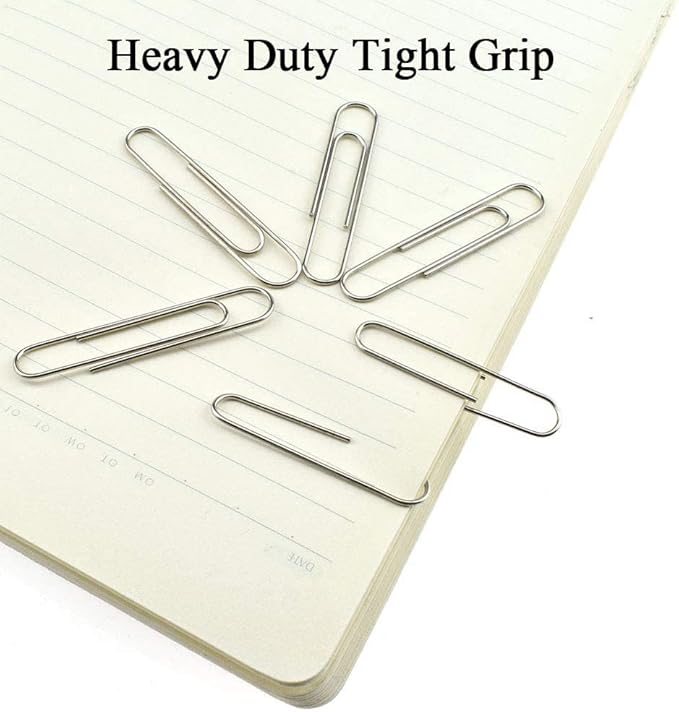Vinaco Paper Clips Smooth Silver, 100 Pack Paper Clips Large 2Inch (50mm), Durable & Rust Resistant Coating. for Office, School Document Organizing