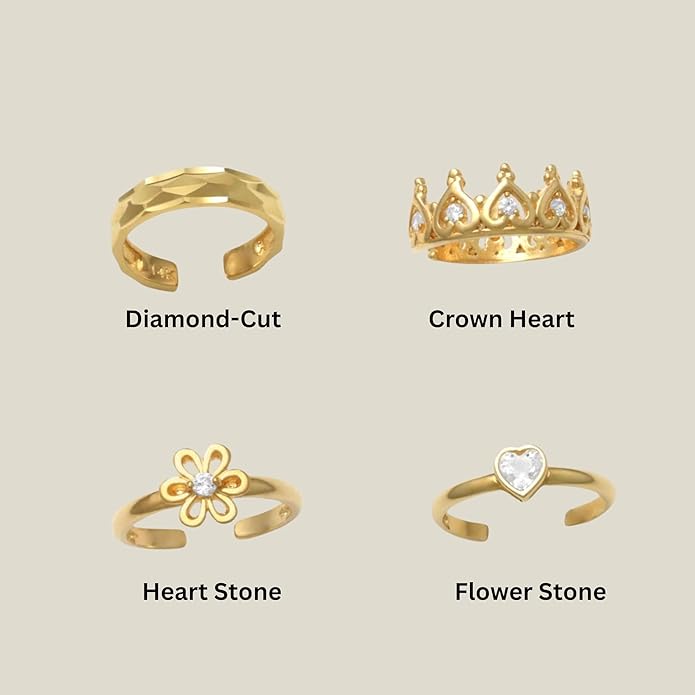 Anygolds 14K Solid Gold Ear Cuff Ring for Women No Piercing, Minimalist Cartilage Earring Set, Fake Piercing Clip On Earcuff - Heart, Crown, Flower Designs