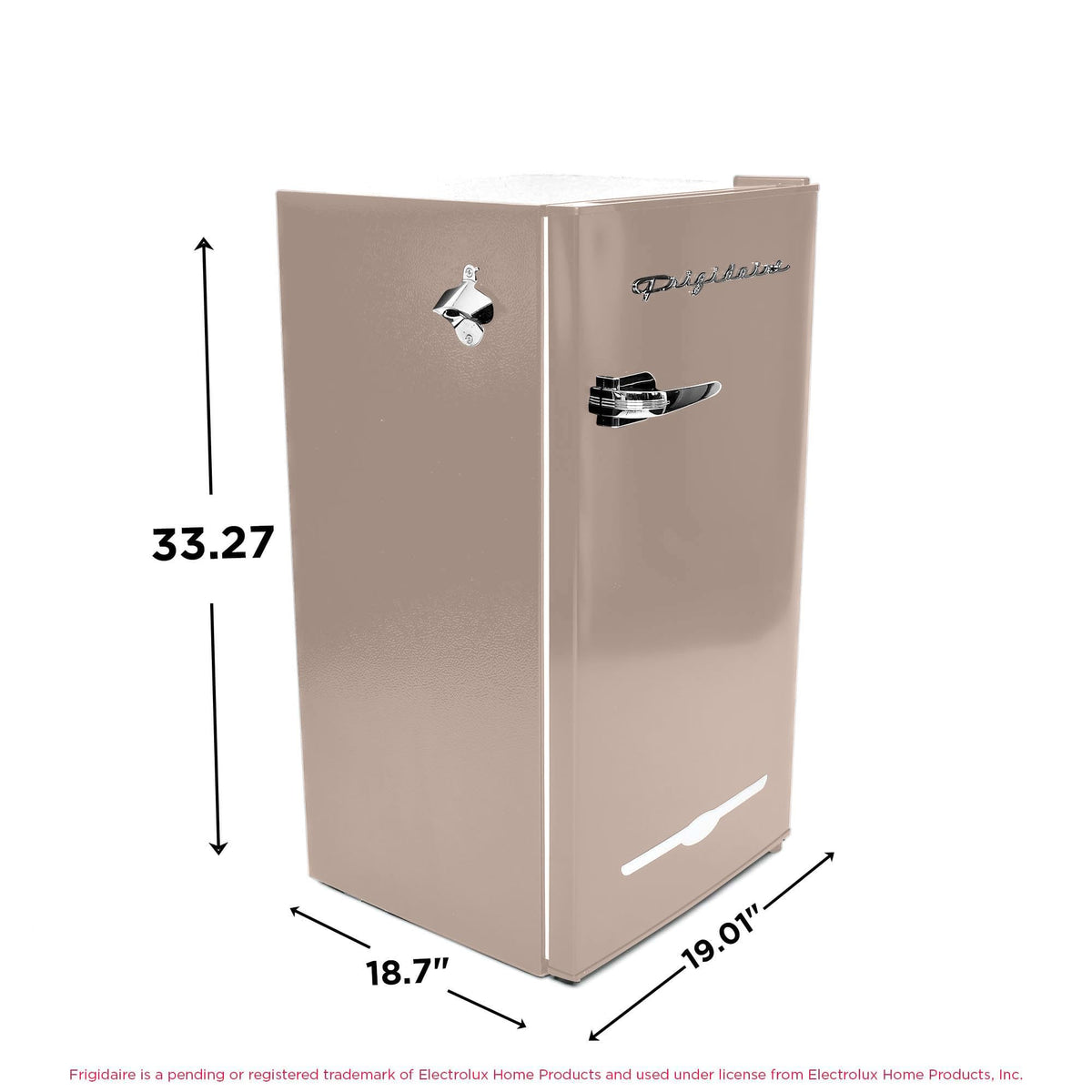 Frigidaire Retro Compact Fridge with Chiller, 3.2 cu ft Countertop Fridge with Built-In Bottle Opener, Compact Refrigerator for Office, Bedroom, Dorm Room or Cabin - 16.5" D x 19" W x 31" H (Coral)