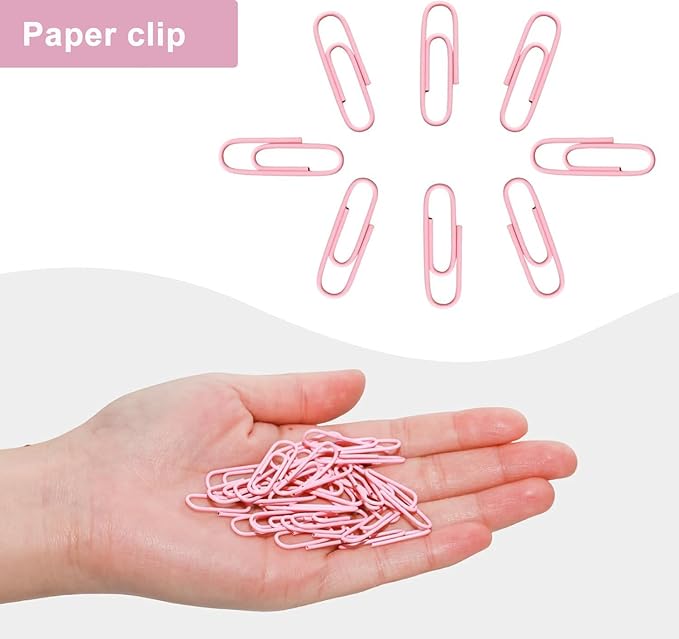 Macaron Colored Paper Clips, 1.1" Medium Paper Clip（28mm, 600pcs Paperclips for Office Supplies and Organization (Pink)
