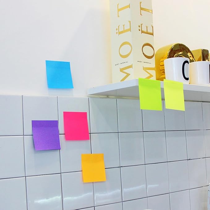 Sticky Notes 3x3 Inches,Bright Colors Self-Stick Pads, Easy to Stick for Home, Office, Notebook, 82 Sheets/pad