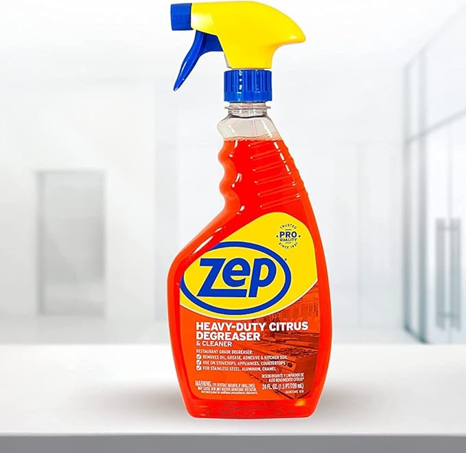 Zep Heavy-Duty Citrus Degreaser and Cleaner - 24 oz (Case of 12) ZUCIT24 - Restaurant Grade, Removes Oil, Grease, Adhesive, and Kitchen Soil on Stovetops, Appliances