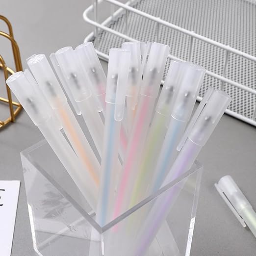 Scrapbook Quick Dry Glue Pen 12PCS Set, Crafting Fabric Pen Liquid Glue Pen for Papercrafts, Handmade Stationery, DIY Foil-Stamping, Back to School Supply, Year 6+ (12PCS Set-Forsted Holder Type)