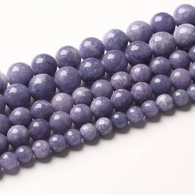8mm 90pcs Natural Purple Angelite Stone Beads Lavender Gemstone Round Loose Beads for Jewelry Making DIY Bracelet Necklace Earrings 32" 2 Strands