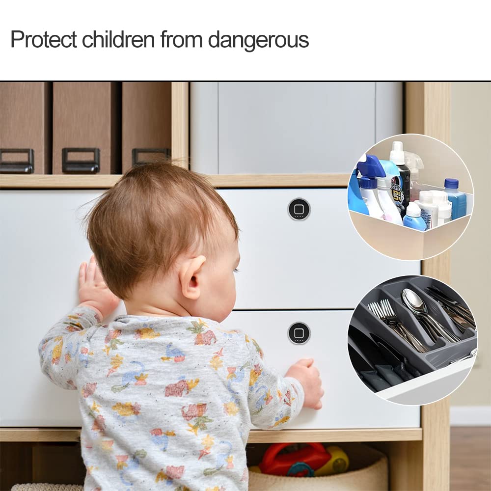 Fingerprint Drawer Lock eLinkSmart Bluetooth App Cabinet Lock 20MM (17MM) for Home Office Mailbox Keyless Furniture with 3 Sizes Tubular Cam 20 Fingerprints 1000+ App Users