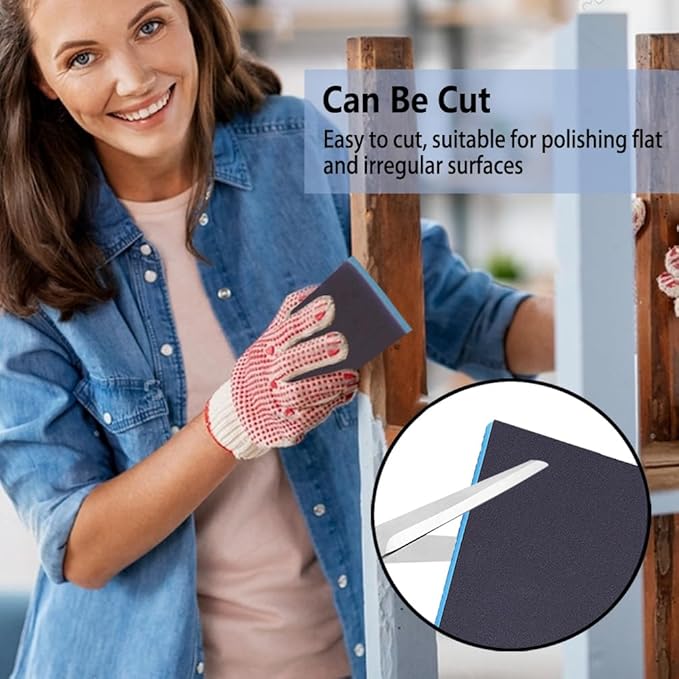 16 Pack 320 Grits Sanding Sponge Fine Sanding Block, Washable and Reusable Wet Dry Sandpaper Block Sandpaper Sponge for Wood Metal FurniturePaint and Drywall