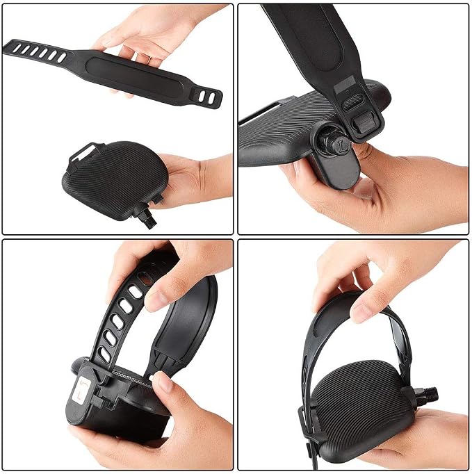 Exercise Bike Pedal Straps, Heavy Duty Adjustable Length Universal Pedal Strap Fits Most Bike Pedals Exercise Bike Bicycle Cycle for Home or Gym