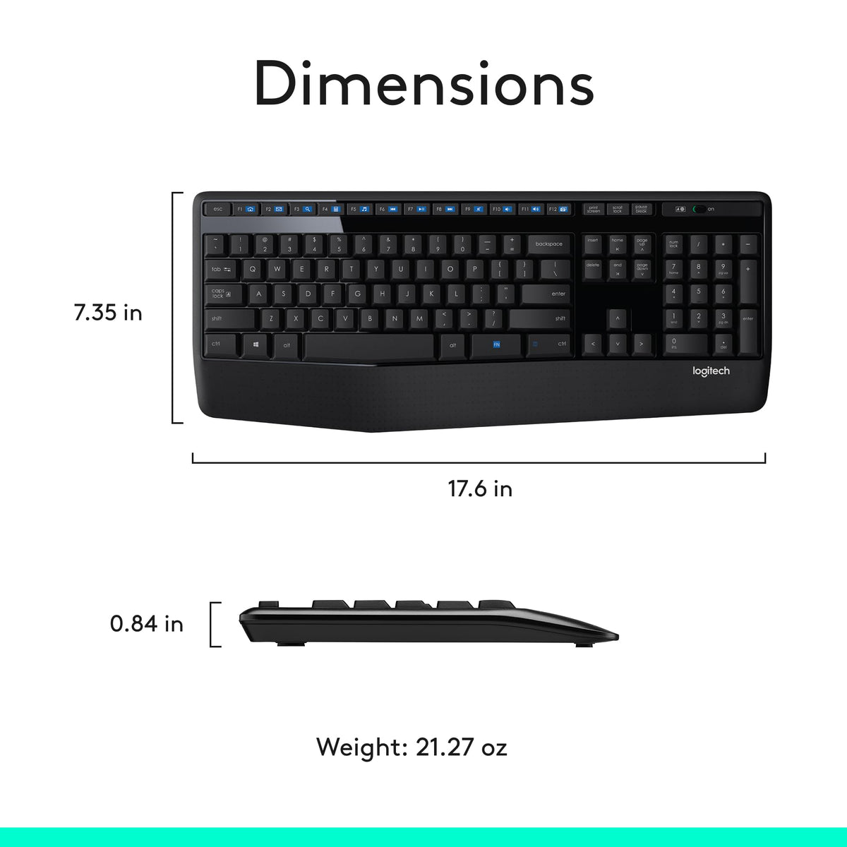 Logitech MK345 Wireless Keyboard and Mouse Combo with Palm Rest, 2.4 GHz USB Receiver, Compatible with PC, Laptop, Black