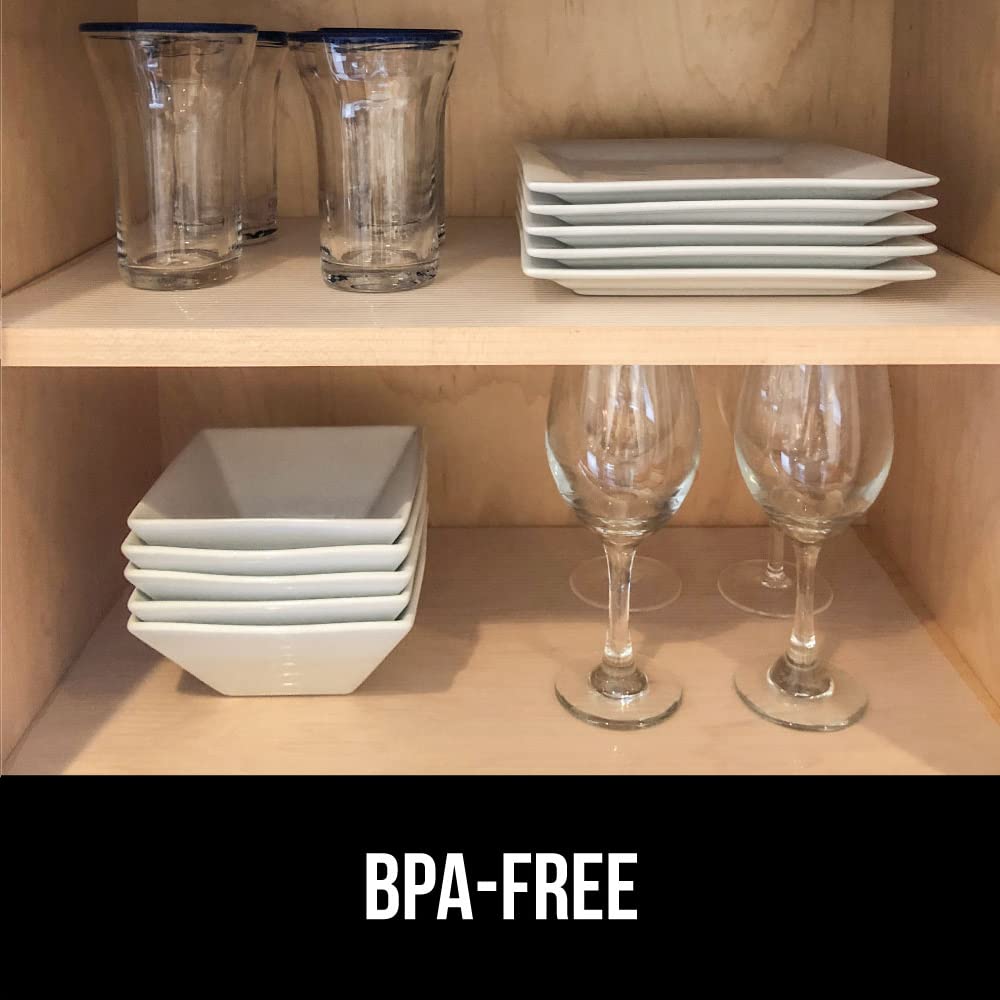 GORILLA GRIP DuraGuard Shelf Liner, Non-Adhesive Cabinet Liners for Kitchen Drawers, Shelves, Refrigerator, Pantry Storage, Bathroom Closet, Durable Waterproof BPA Free Ribbed Plastic, 12x20 Clear