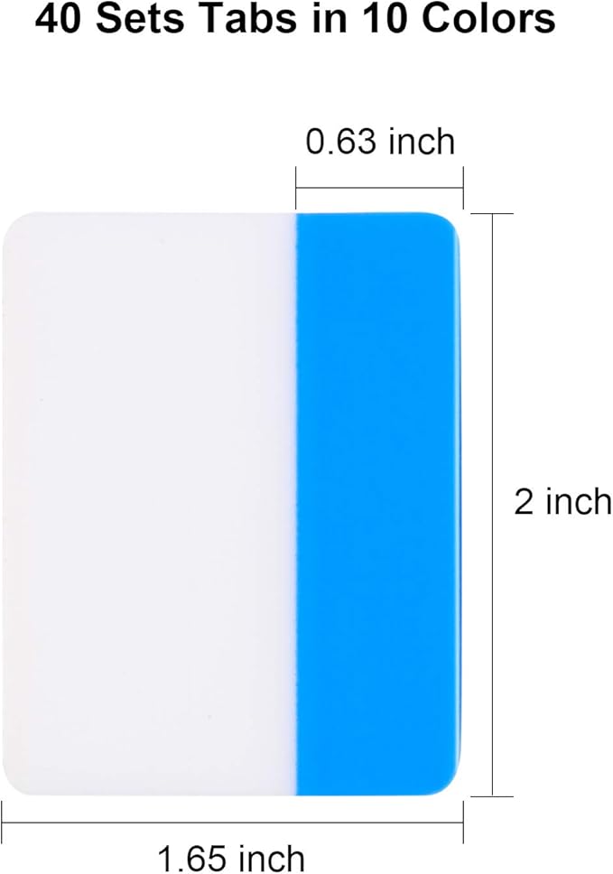 Jovitec 800 Pcs 40 Sets Sticky Tabs 2 Inch Colored Index Tabs Writable and Repositionable Labels for File Folders Books Reading Notes Classify File(Fresh Colors)