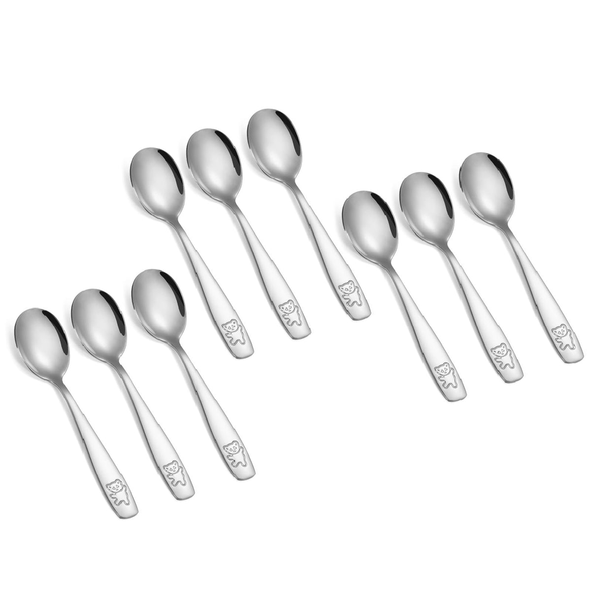 Pimoys 9 Pieces Toddler Spoons Kids Spoons, Kids Silverware Stainless Steel Toddler Utensils Metal Kids Cutlery Set Baby and Children Safe Flatware, Perfect for Small Hands