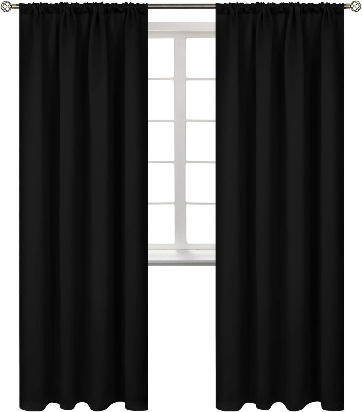 BGment 84 Inches Long Blackout Curtains for Bedroom - Thermal Insulated Room Darkening Drapes with Rod Pocket for Living Room, 52 x 84 Inch, 2 Panels, Black