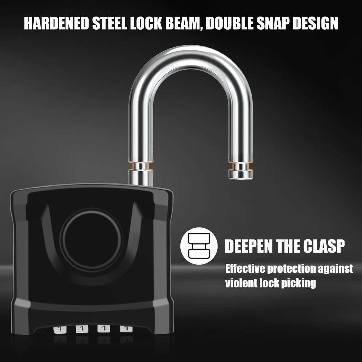 Diyife Heavy Duty Combination Padlock, Large Outdoor Padlock [One-Key Unlocking] High Security Weatherproof, Hidden Password & Anti-Error Design Suitable for Garage, Gate, Garden, Fence, Black