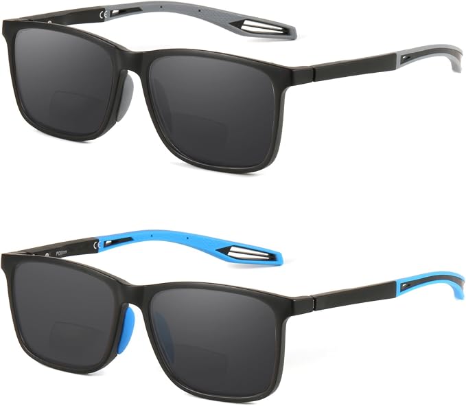 Missfive Premium Bifocal Reading Sunglasses Men Lightweight Sun Readers, UV Protection, TR90 Frame with Metal Spring Hinge Sports/Driving Glasses,2.5x