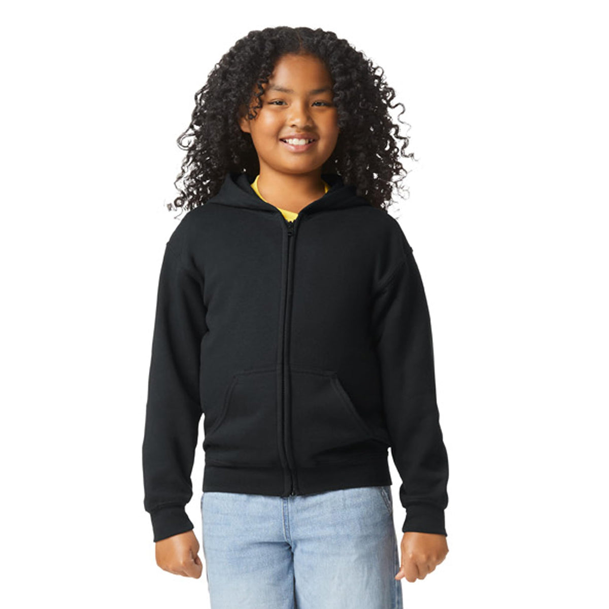 Gildan Youth Full Zip Hoodie Sweatshirt, Style G18600B, Black, X-Large