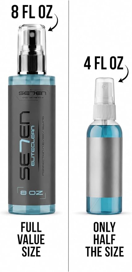 SE7EN EliteClean Golf Grip Cleaner Spray - Restores Tackiness & Control, Removes Sweat & Dirt, Golf Club Grip & Pickleball Paddle Cleaner, Safe for Sports Equipment, Includes Microfiber Towel (2 Pack)
