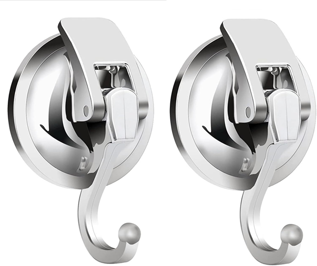 Suction Cup Hooks for Shower, Bathroom, Kitchen, Glass Door, Mirror, Tile â Loofah, Towel, Coat, Bath Robe Hook Holder for Hanging â Waterproof Wreath Hook (Silver 2Pack)