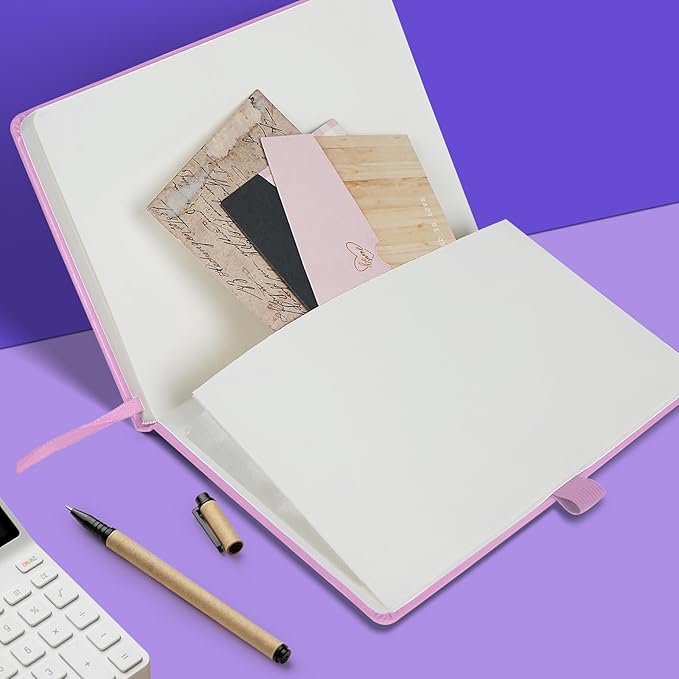 Lined Journal Notebooks for Work, Travel, College, A5 Size 100 GSM Thick Paper, Classic Ruled Journaling Notebook, Hardcover Notepad for Writing 160 Pages, 5.5 x 8.3 inch, Pink