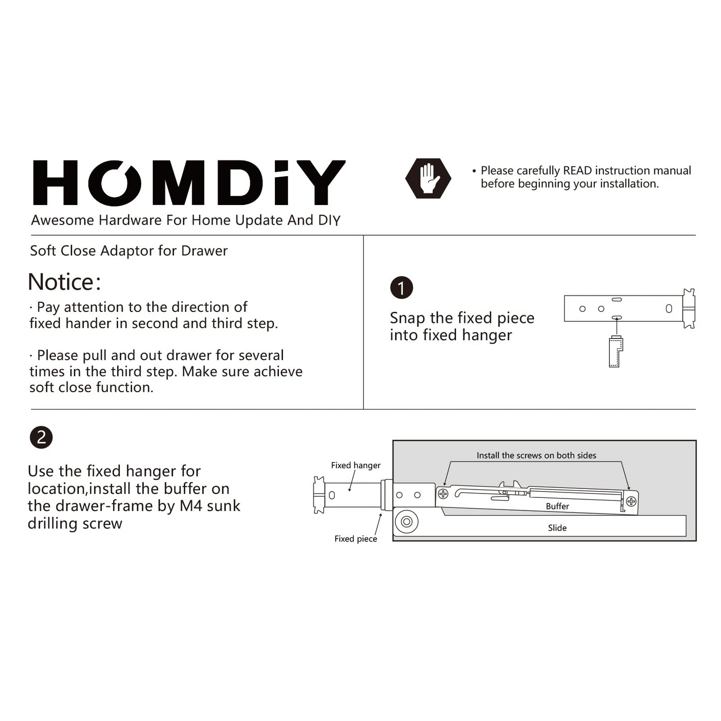 homdiy 5 Pair (10 Pack) Soft Close Adapter for Drawers, Soft Device for Wood Drawer, Retrofit Drawer Adapter