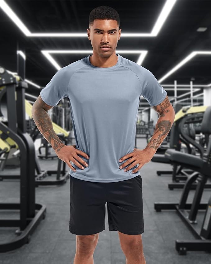 Boyzn 1, 3, 5 or 7 Pack Men's Workout Running Shirts, Dry Fit Moisture Wicking T-Shirt, Gym Athletic Short Sleeve Tee Shirts