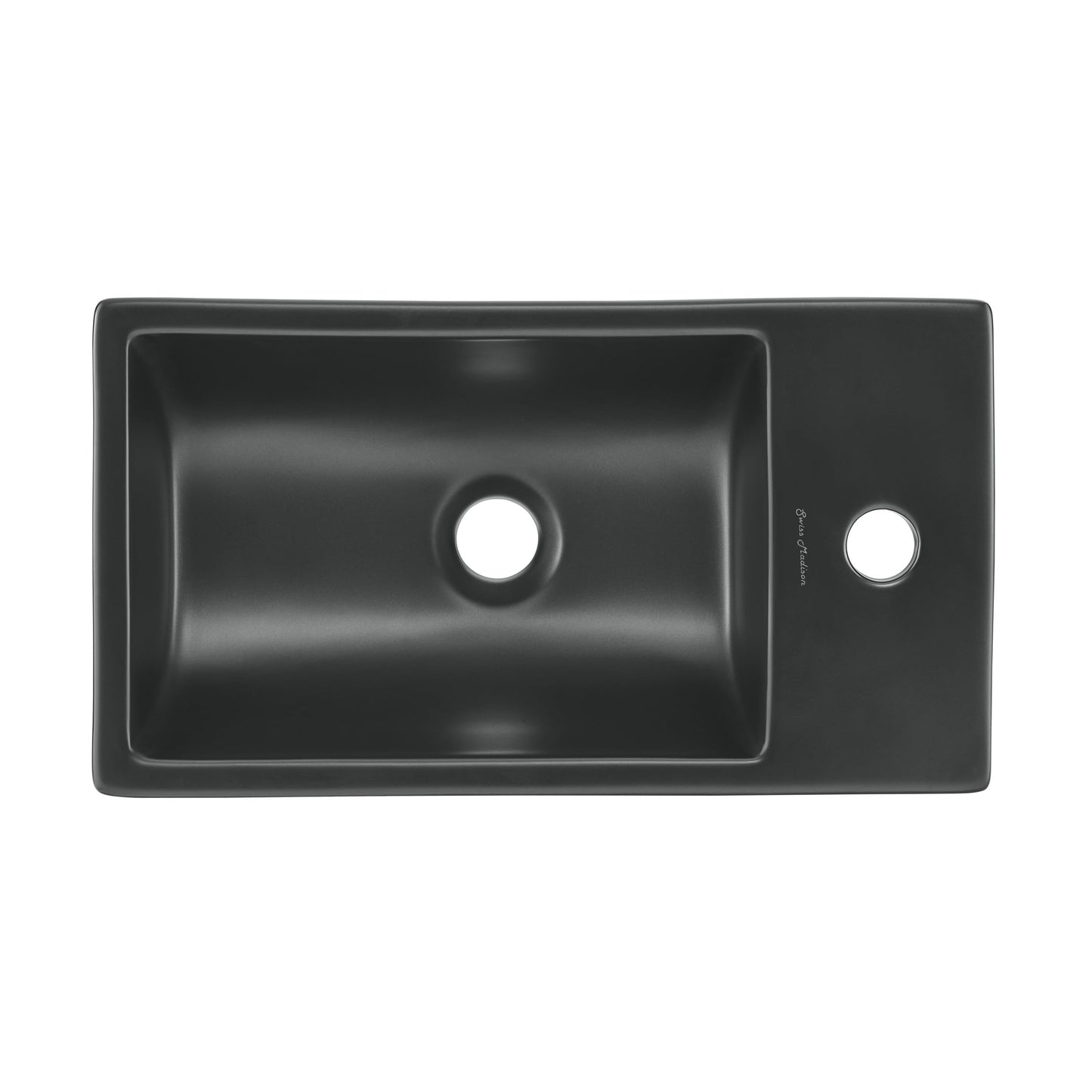 18" Ceramic Vanity Sink Top in Matte Black