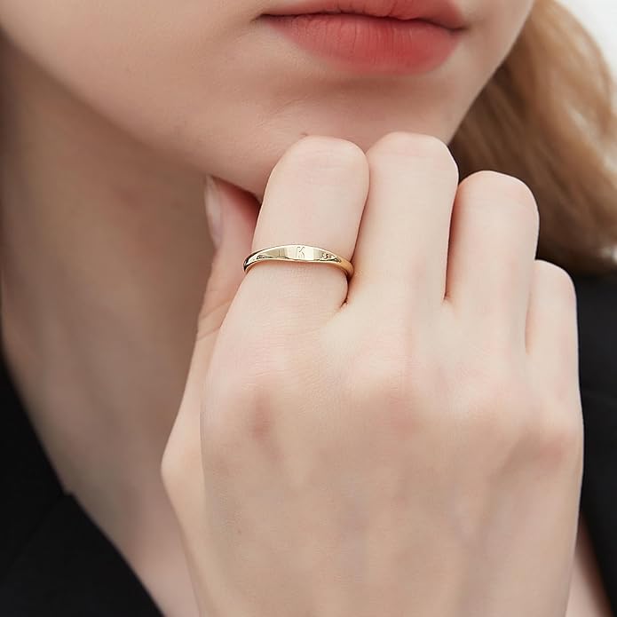 Gold Initial Rings for Women Non Tarnish Thumb Rings for Teen Girls 14K Gold plated for Women