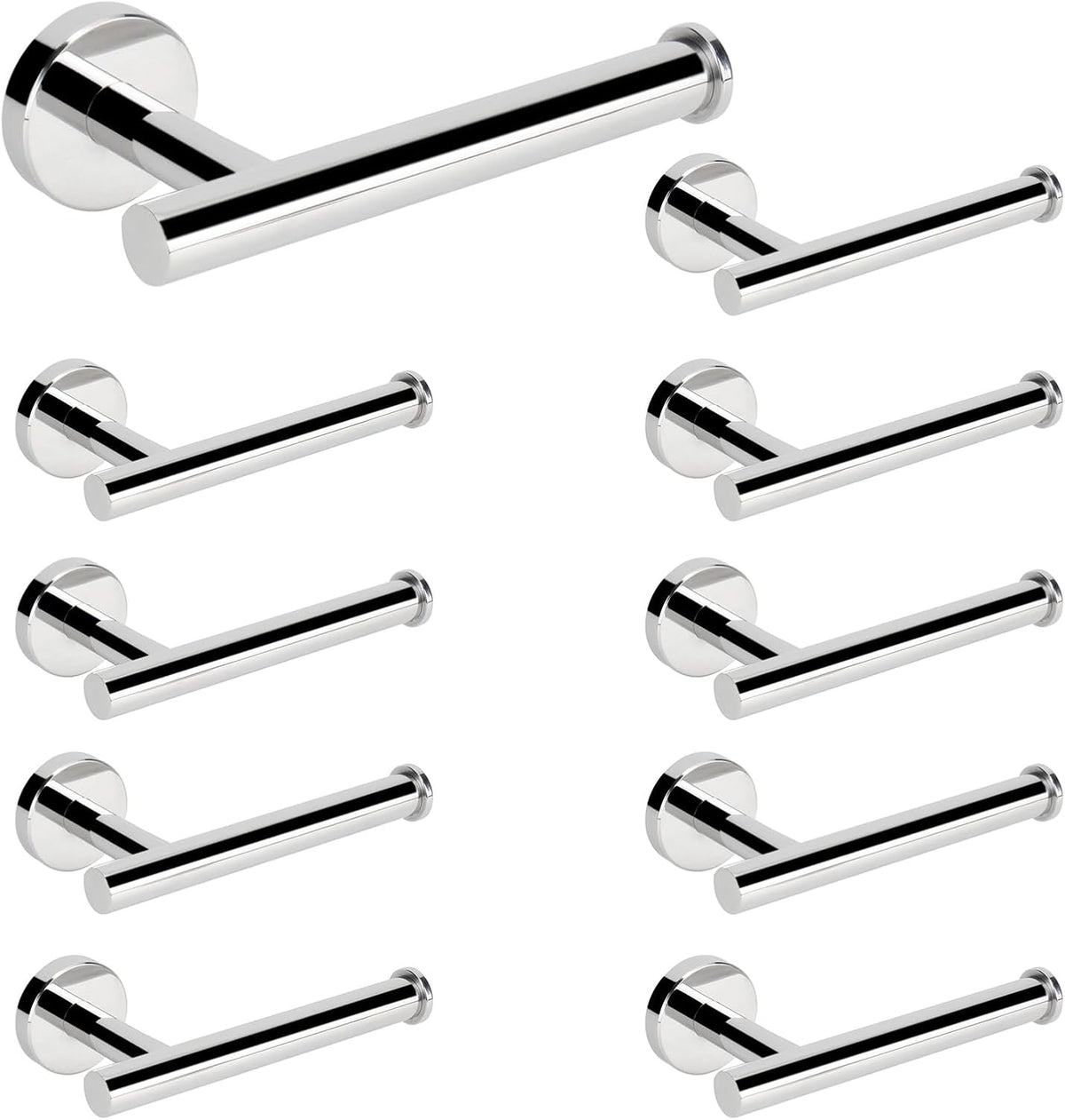 NearMoon Bathroom Toilet Paper Holder, Premium SUS304 Stainless Steel Rustproof Wall Mounted Toilet Roll Holder for Bathroom, Kitchen (10 Pack, Chrome Finish)