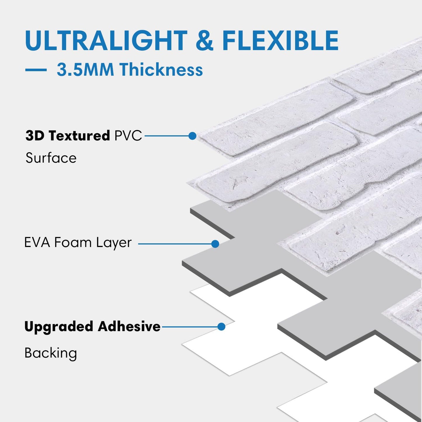 COMSTICKC 3D Faux White Brick Panels Peel and Stick Wall Covering, 10 Pcs 15.7" x 11.8", Not Real Brcik, Ultra-Light Thin PVC Fake Brick Decorative Tiles Wall Sticker for Easy DIY Interior Decor