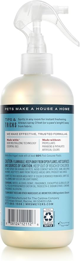 MRS. MEYER'S CLEAN DAY Pet Odor Neutralizer, Coconut Leaf Scent, 12oz