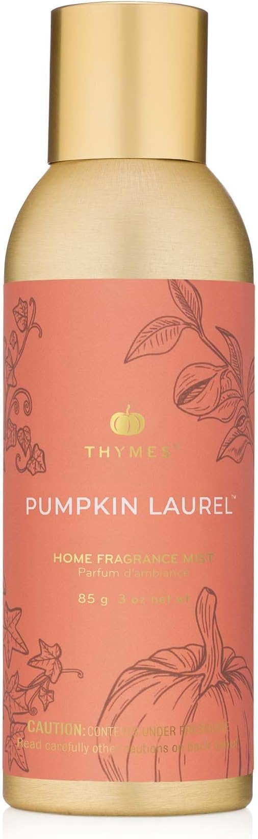 Thymes Home Fragrance Mist – Room Air Fresheners for Home Long Lasting – Air Freshener Spray – Fall Room Spray with Notes of Nutmeg, Cinnamon, Clove, Pumpkin & Orange Peel (Pumpkin Laurel, 3 oz)