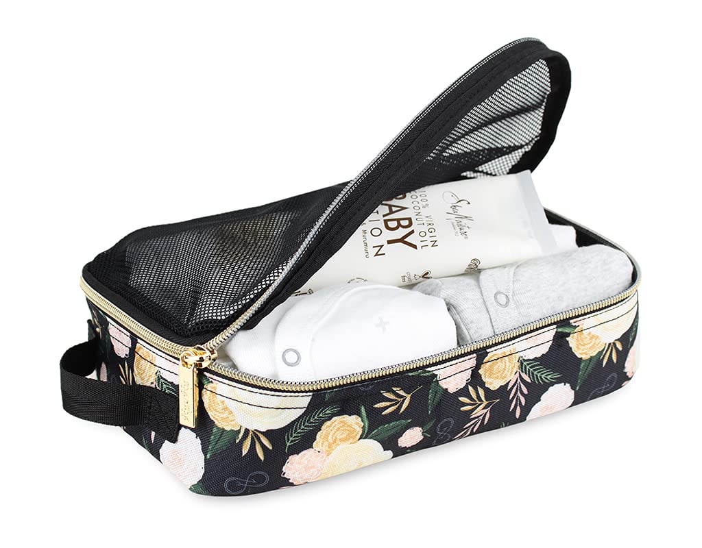 Chelsea + Cole for Itzy Ritzy Packing Cubes – Set of 3 Floral Packing Cubes or Travel Organizers; Each Cube Features a Mesh Top, Double Zippers and a Fabric Handle; Floral