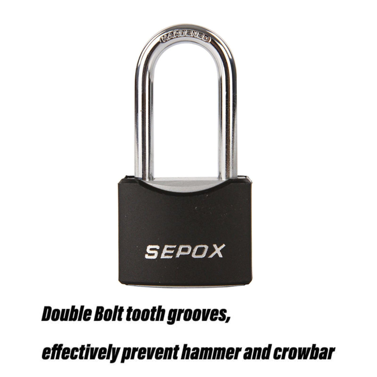 SEPOX® Twins 1-9/16" All-Weather Outdoor Padlocks Keyed Alike, Long Shackle, Solid Steel Lock, Heavy-Duty with Black Cover, Design for Gate Fence Cabinet Toolbox School Gym Locker with 2pcs Same Key