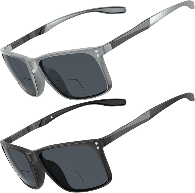 JO Bifocal Reading Glasses Sunglasses 2 Pack - UV400 Protection Fashion Bifocal Sun Reader for Men