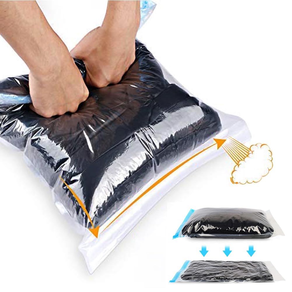 ALMING Compression Bags - Travel Essentials 12 Pack Space Saver No Vacuum or Pump Needed Storage Accessorie and Home Packing Organizers (transparent)