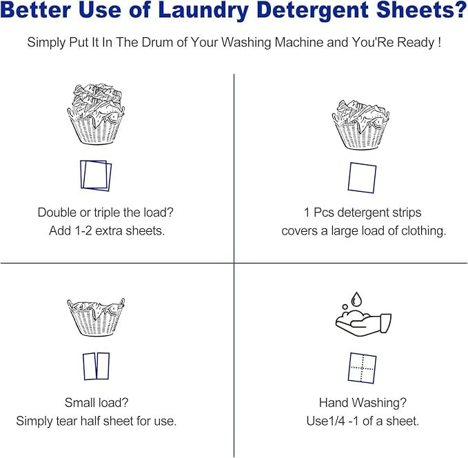 DR.EASY Odor Remover Laundry Detergent Sheets 240 loads Lavender,Easy To Carry Great For Travel,safe for baby & pets,No mess No Dyes biodegradable formula