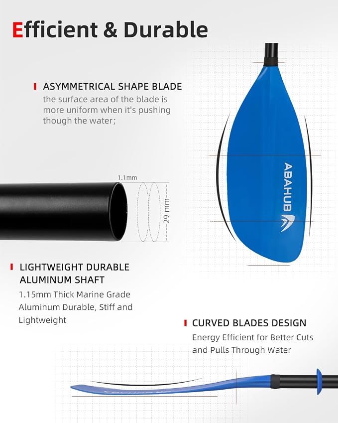 Abahub Adjustable Kayak Paddle 210-230 cm/ 230-250 cm Floating Kayaking Oars Boating Oars Canoeing Oars Black