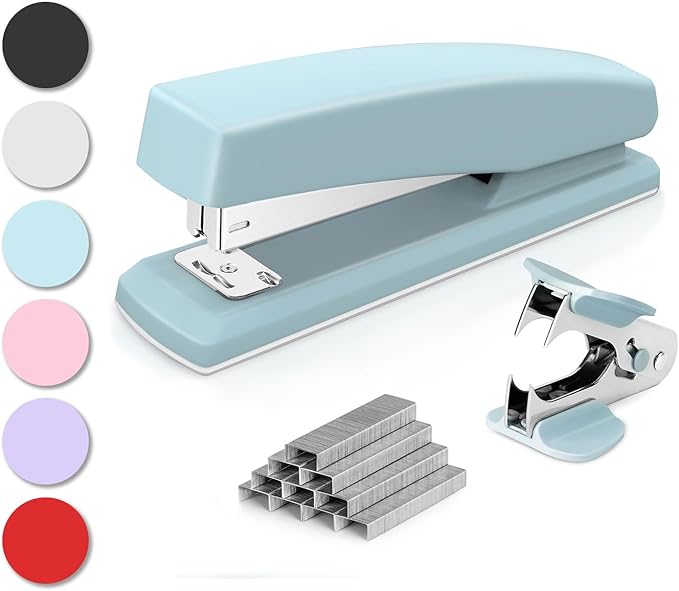 Deli Stapler, Desktop Stapler, Office Stapler, 25 Sheet Capacity, Includes 1000 Staples and Staple Remover, Blue