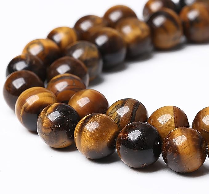 Natural Yellow Tiger Eye Stone Beads Semi Gemstone Round Loose Beads for Jewelry Making 12MM 32PCS 15" DIY Bracelet Necklace Earrings
