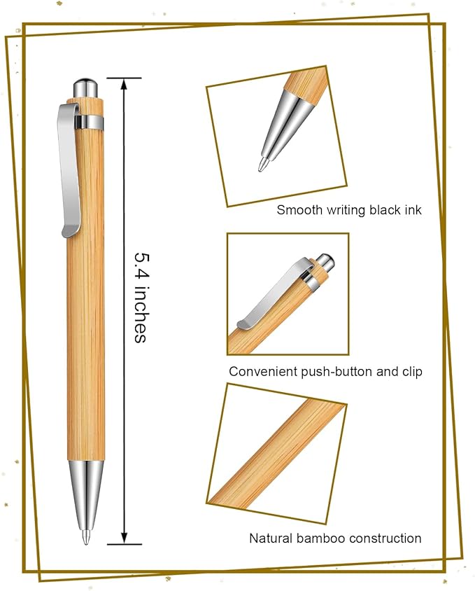 Bamboo Pens Bulk Wooden Bamboo Pens Engraving Wooden Ballpoint Pen Customizable Gift Pen Bulk 50pcs