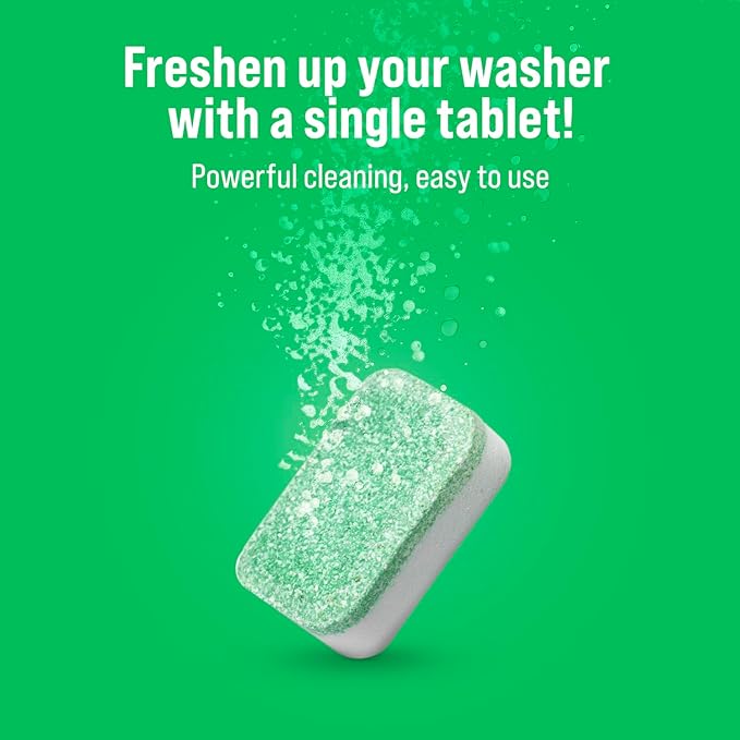 Rockin' Green Deep Cleaning and Deodorizing Tablets for Dishwashers, Washing Machines, and Garbage Disposals, Removes Odor and Residue (Washing Machine Cleaning Tablets, 24 Pack)