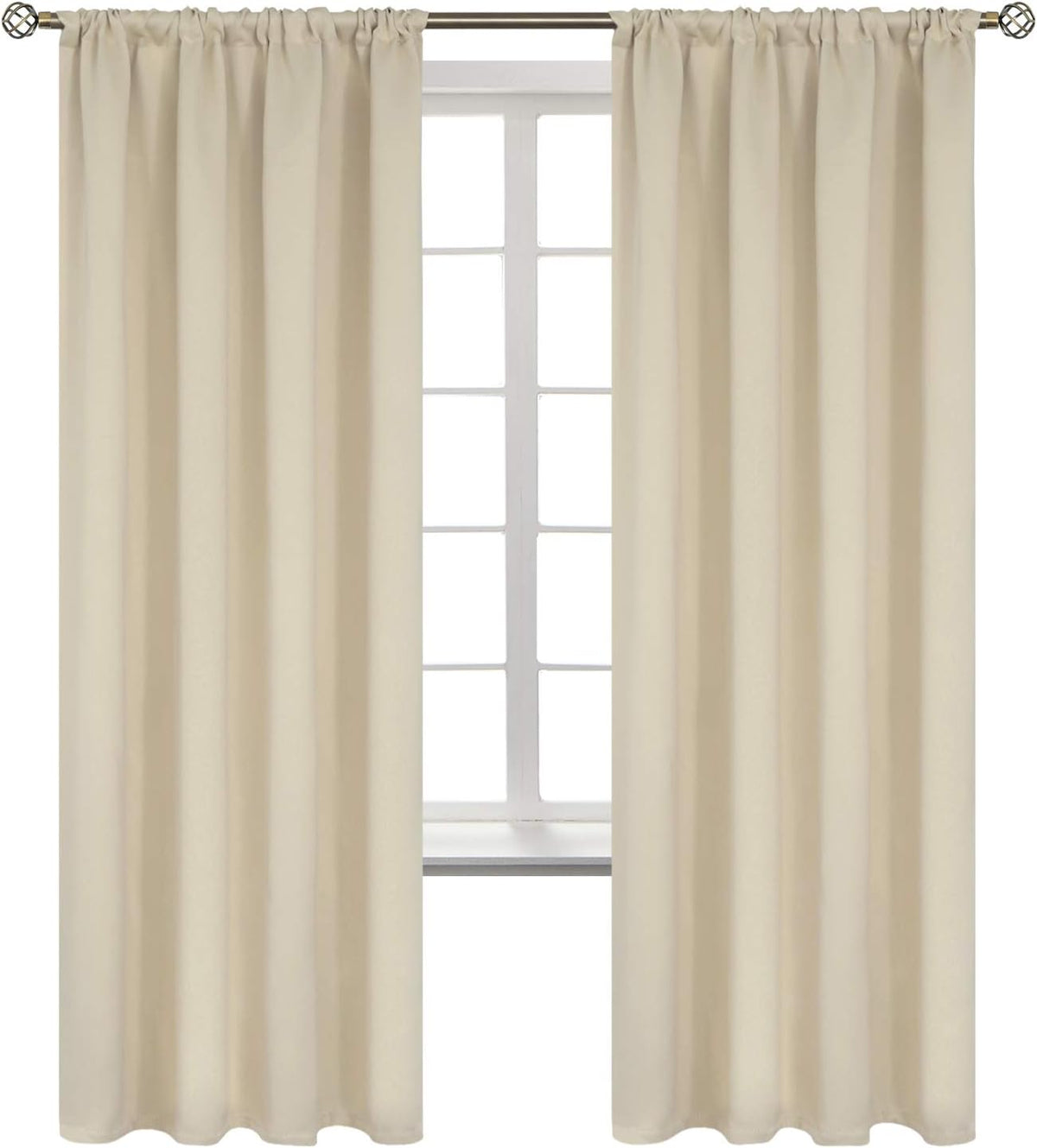 BGment Beige Room Darkening Curtains 72 Inches Long - Rod Pocket Thermal Insulated Blackout Window Drapes for Living Room Bedroom, 42 x 72 Inch, 2 Panels
