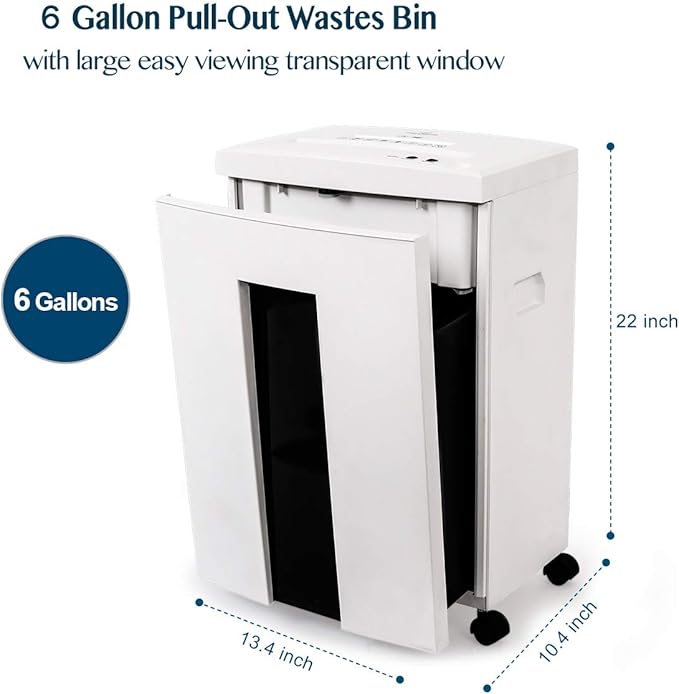 WOLVERINE 10-Sheet Super Micro Cut High Security Level P-5 Heavy Duty Paper/CD/Card Ultra Quiet Shredder for Home Office by 60 Mins Running Time and 6 Gallons Pullout Waste Bin SD9112(White ETL)