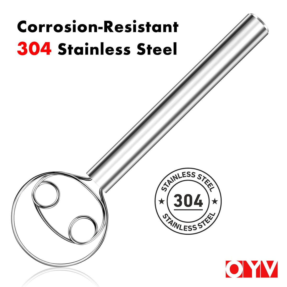 OYV 304 stainless steel dough whisk, Dishwasher Safe Danish Dough Whisk, Dutch Bread Whisk for Sourdough, Pizza, Pastry, Cake Batter, 12-inch sourdough tools