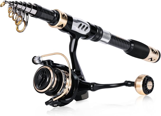 Sougayilang Fishing Pole with Spinning Reel Portable Fishing Rod Reel Combos