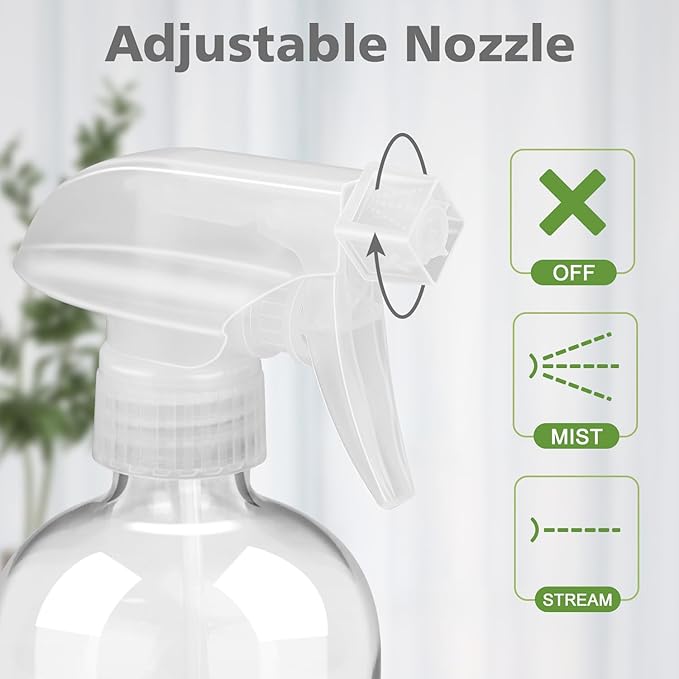 Glass Spray Bottles with Silicone Sleeve Protection, Empty 16 oz Refillable Containers, Reusable Spray Bottles with Adjustable Nozzle for Hair, Cleaning Solutions, Essential Oils 1 Pack Blue